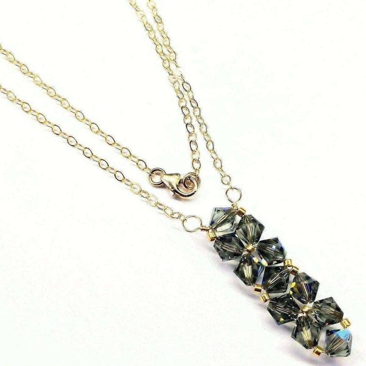 Gold Wire Bead-Woven Rock Candy Crystal Bar Necklace