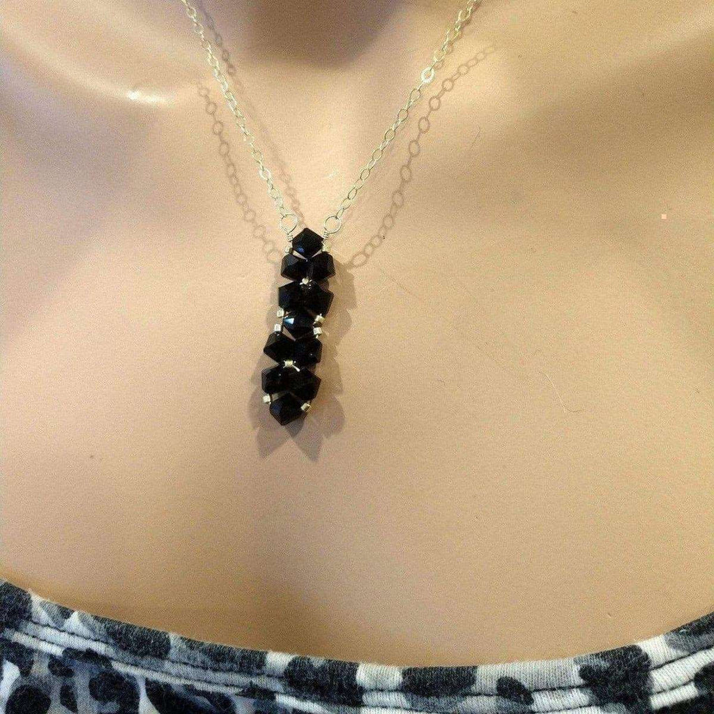 Gold Wire Bead-Woven Rock Candy Crystal Bar Necklace