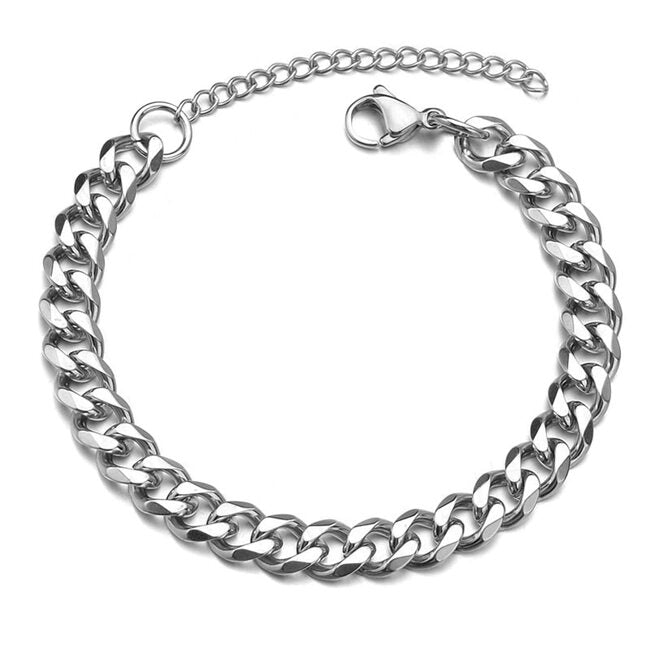NNEOBA Stainless Steel Bracelets For Men Blank Color Punk Curb Cuban Link Chain Bracelets On the Hand Jewelry Gifts trend