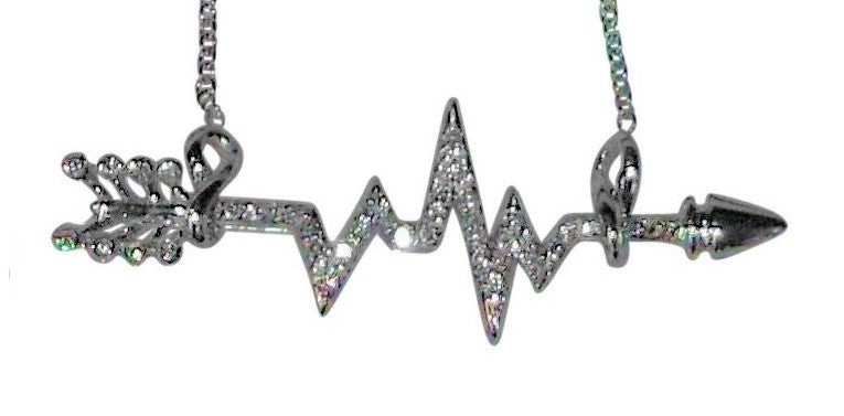Custom Design: Heartbeat Arrow with Infinity links- Necklace- 18K gold with diamonds