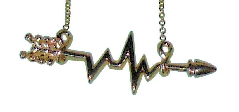 Custom Design: Heartbeat Arrow with Infinity links- Necklace- 18K gold with diamonds