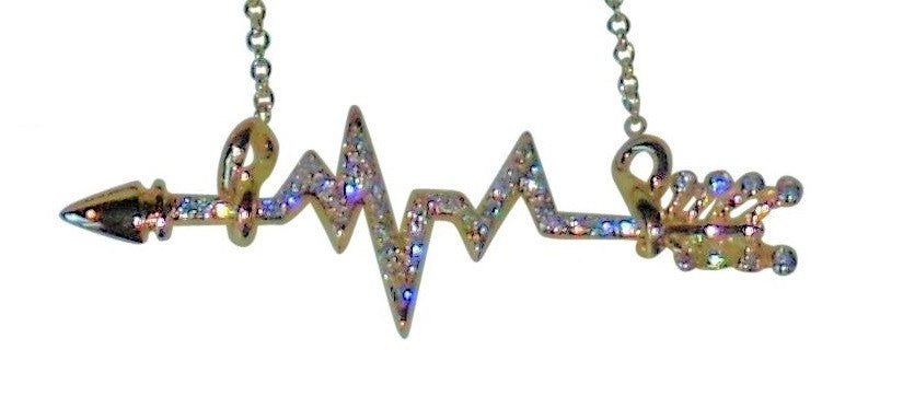 Custom Design: Heartbeat Arrow with Infinity links- Necklace- 18K gold with diamonds
