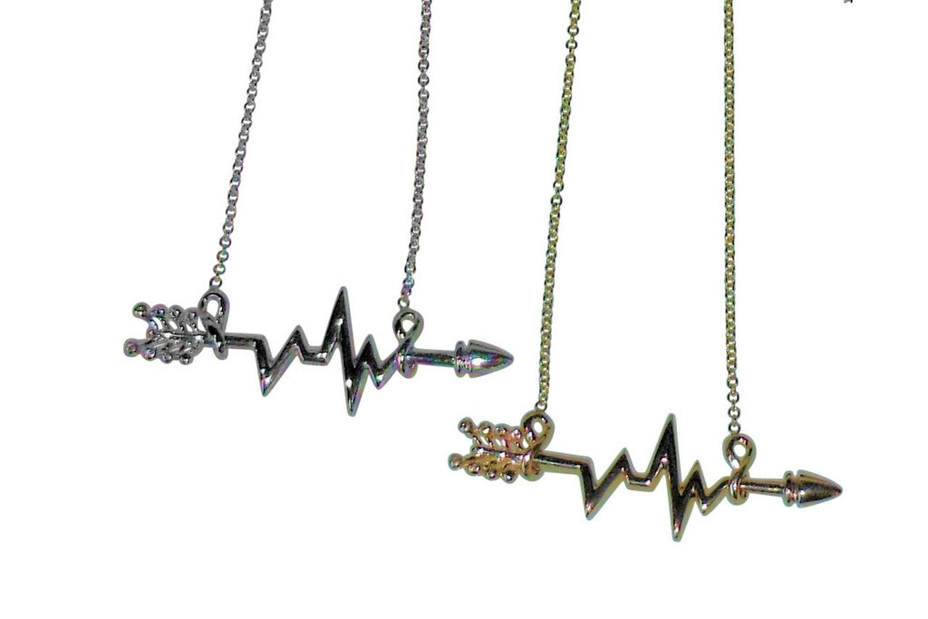 Custom Design: Heartbeat Arrow with Infinity links- Necklace- 18K gold with diamonds