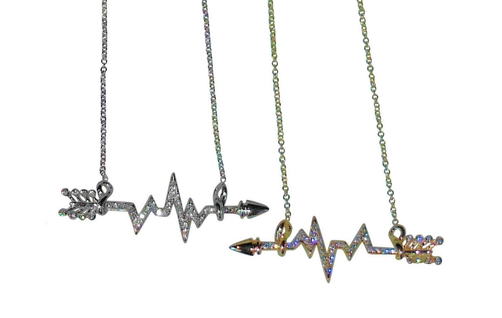 Custom Design: Heartbeat Arrow with Infinity links- Necklace- 18K gold with diamonds