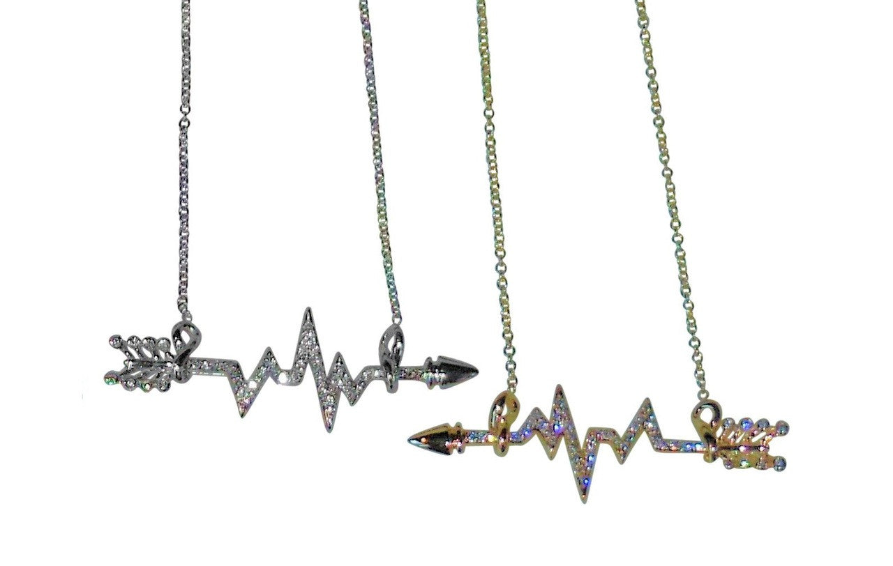 Custom Design: Heartbeat Arrow with Infinity links- Necklace- 18K gold with diamonds