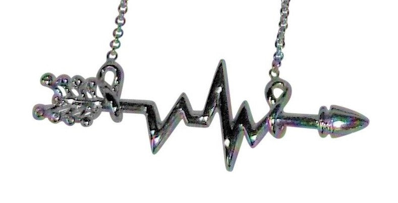 Custom Design: Heartbeat Arrow with Infinity links- Necklace- 18K gold with diamonds