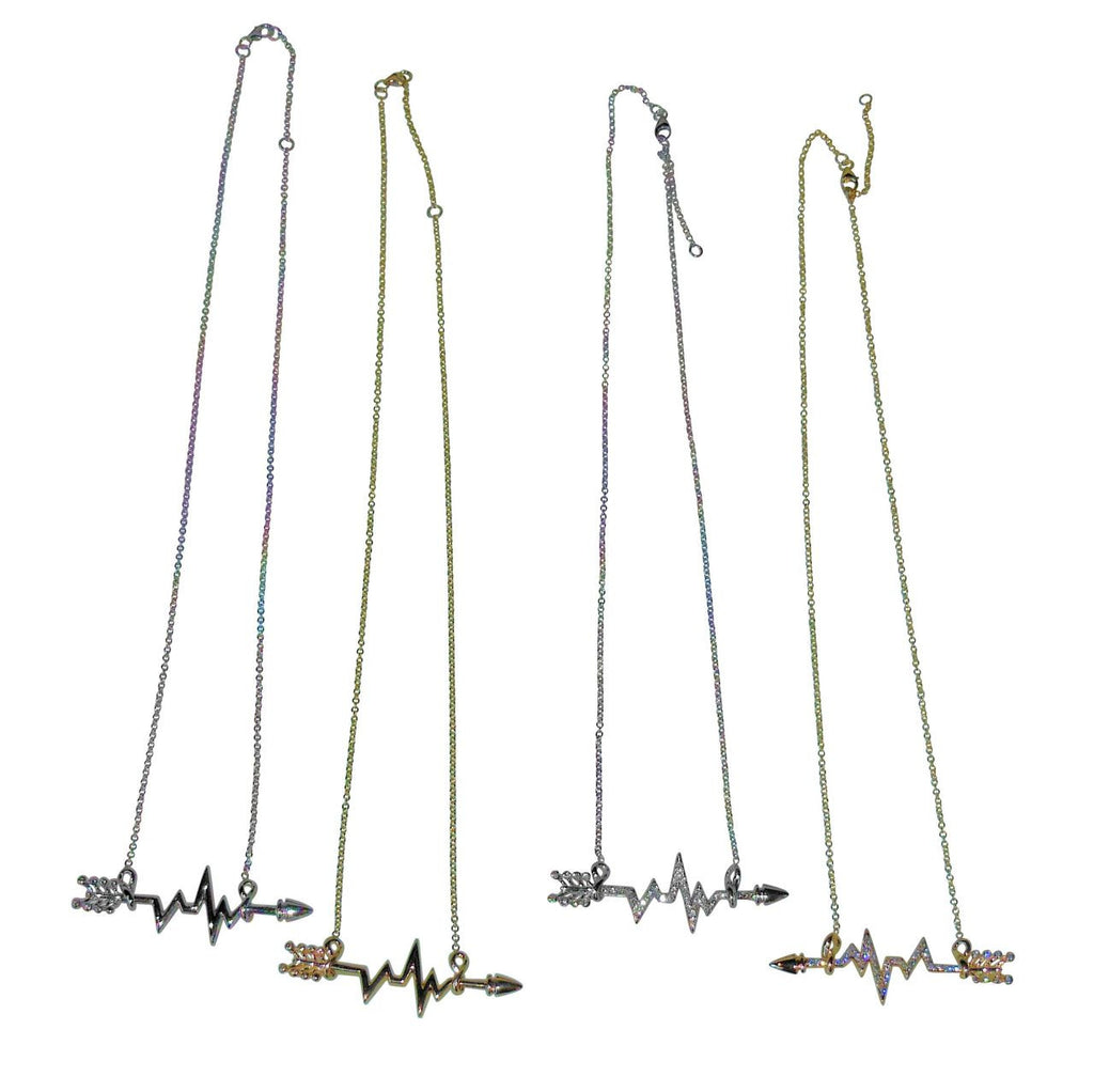Custom Design: Heartbeat Arrow with Infinity links- Necklace- 18K gold with diamonds