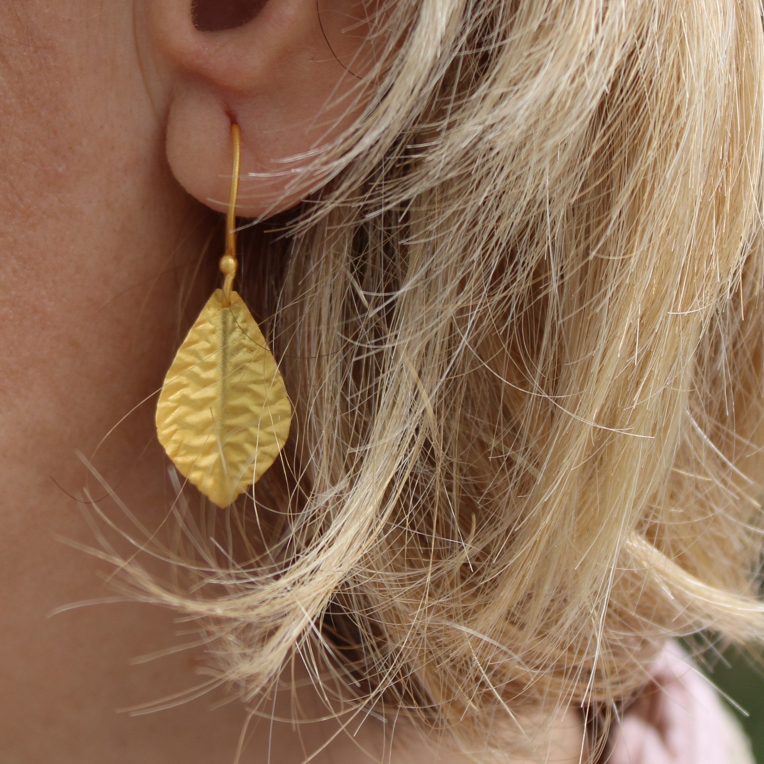 GOLD PLATED LEAF EARRINGS
