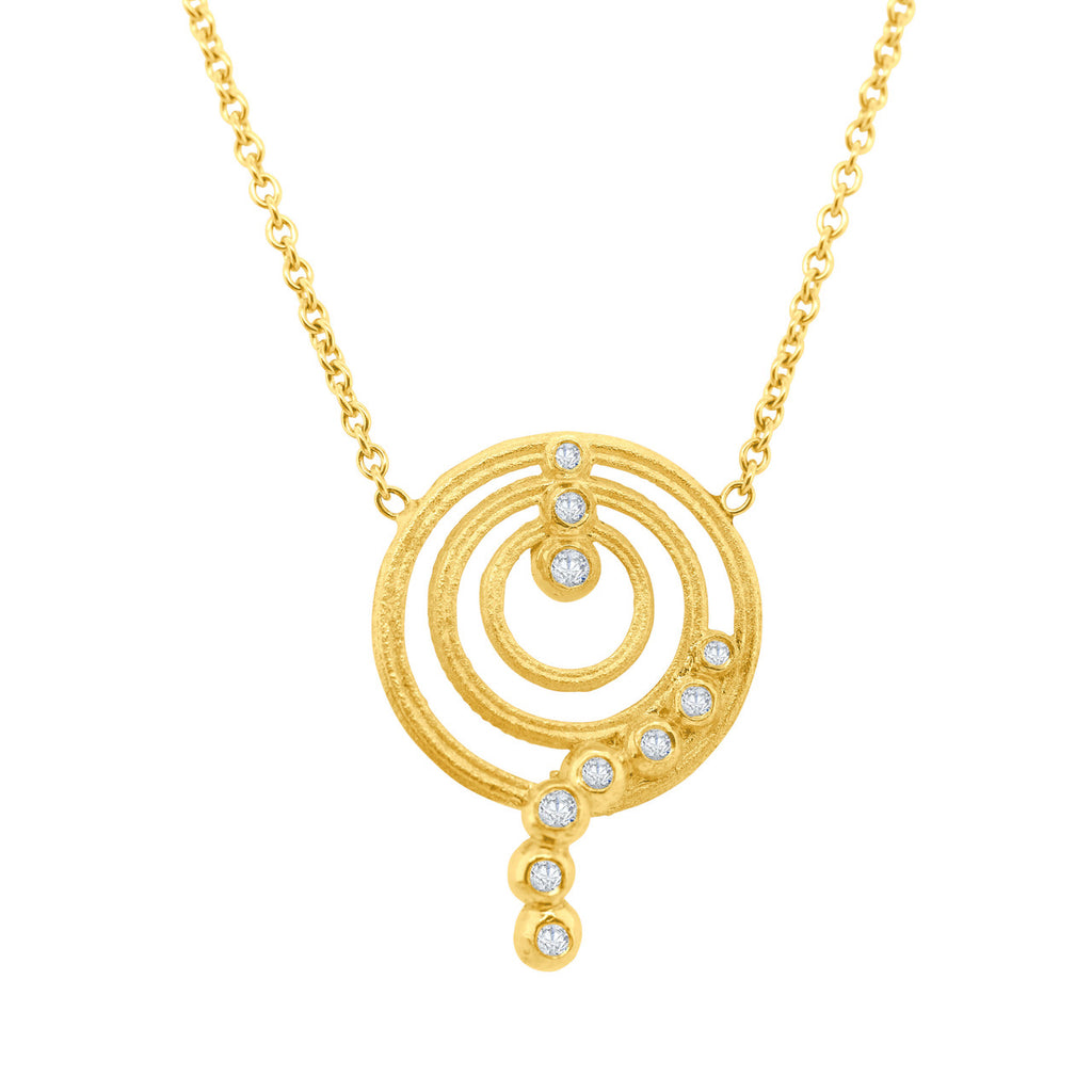 Circle Karma Diamond Flow Necklace- 18K gold with diamonds