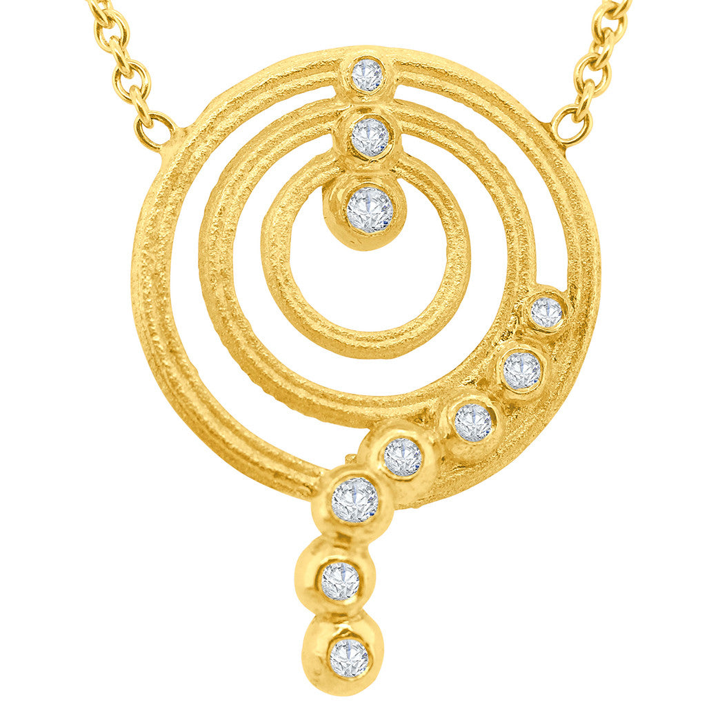 Circle Karma Diamond Flow Necklace- 18K gold with diamonds