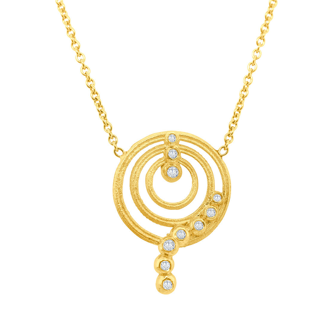 Circle Karma Diamond Flow Necklace- 18K gold with diamonds