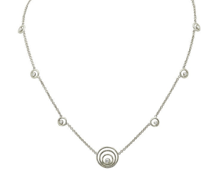 Karma ripples necklace- small -14K gold with diamonds