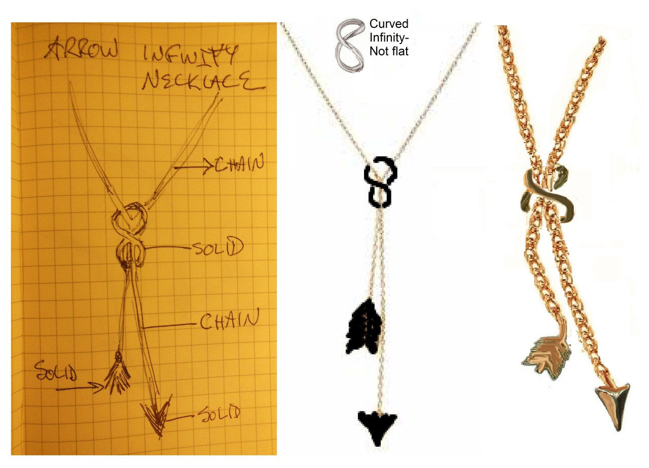 Custom Design: Infinity & Arrow Lariat Necklace- 14K gold