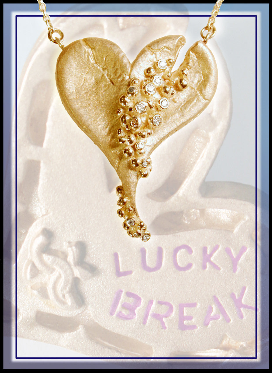 Hearts-Lucky Break Necklace-Small-18K Gold with Diamonds