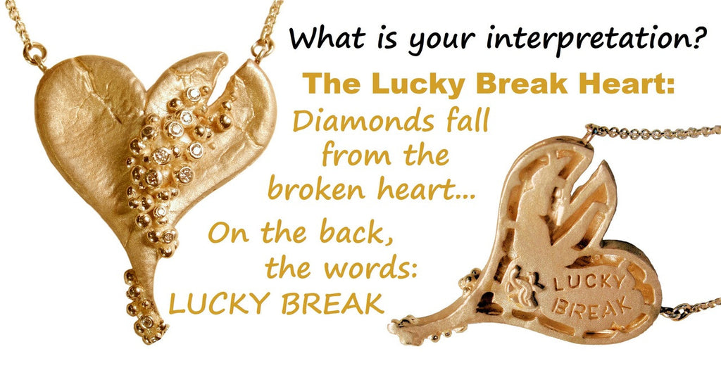 Hearts-Lucky Break Necklace-Small-18K Gold with Diamonds