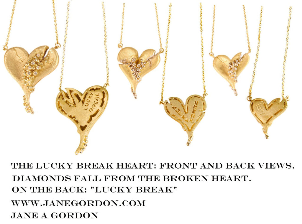 Hearts-Lucky Break Necklace-Small-18K Gold with Diamonds
