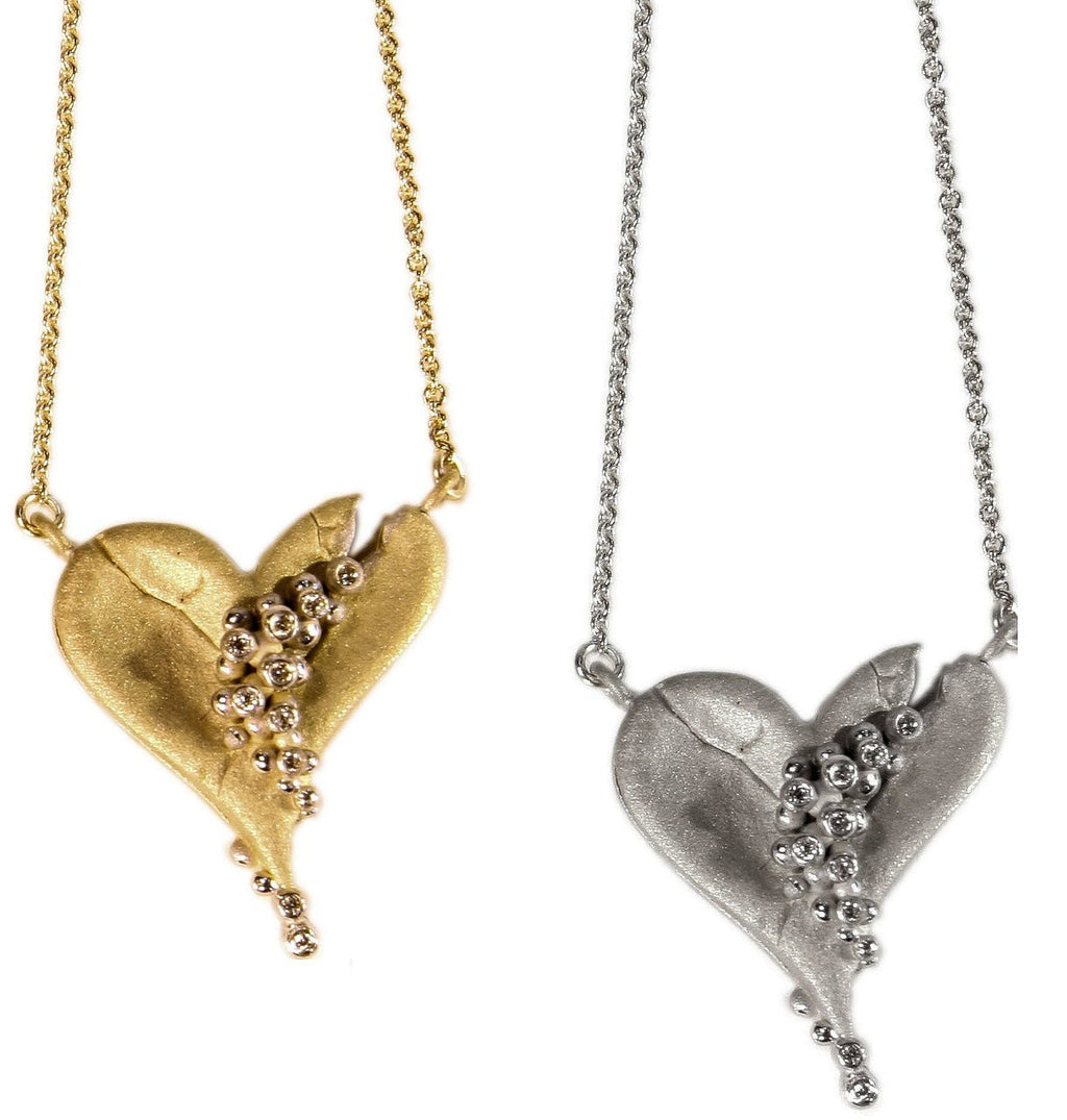 Hearts-Lucky Break Necklace-Small-18K Gold with Diamonds