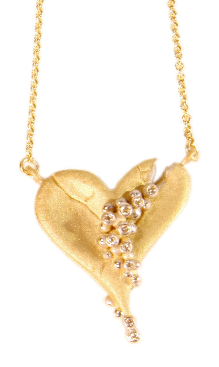 Hearts-Lucky Break Necklace-Small-18K Gold with Diamonds