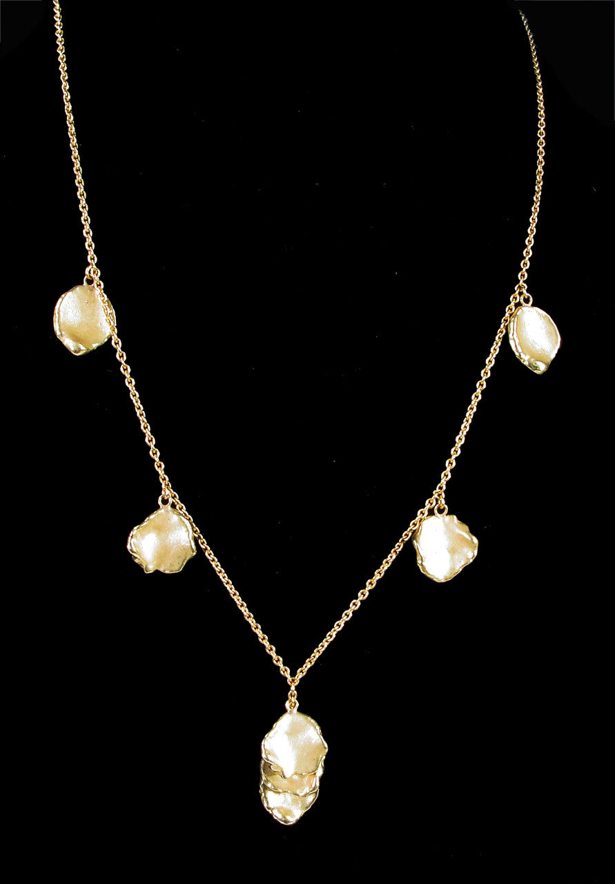 Metal Petals. 7 Petal Necklace-14K Gold