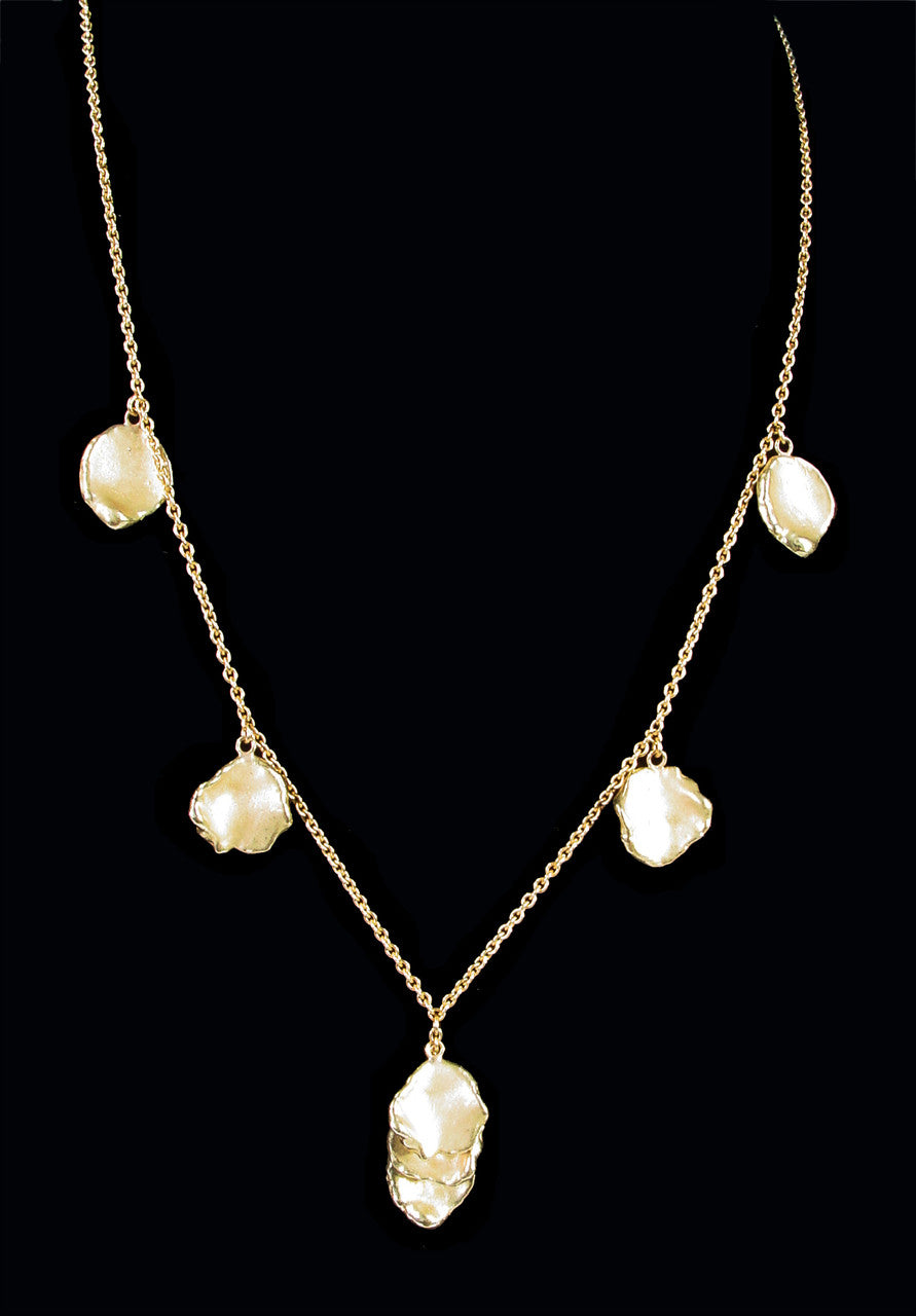 Metal Petals. 7 Petal Necklace-14K Gold