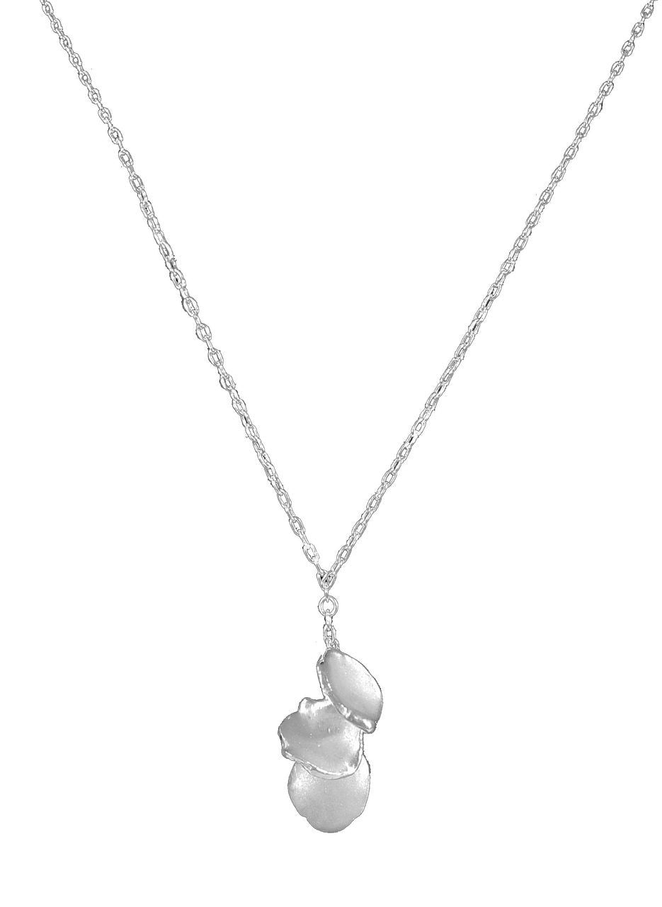 Metal Petals. 3 Petal Necklace-14K gold & diamonds