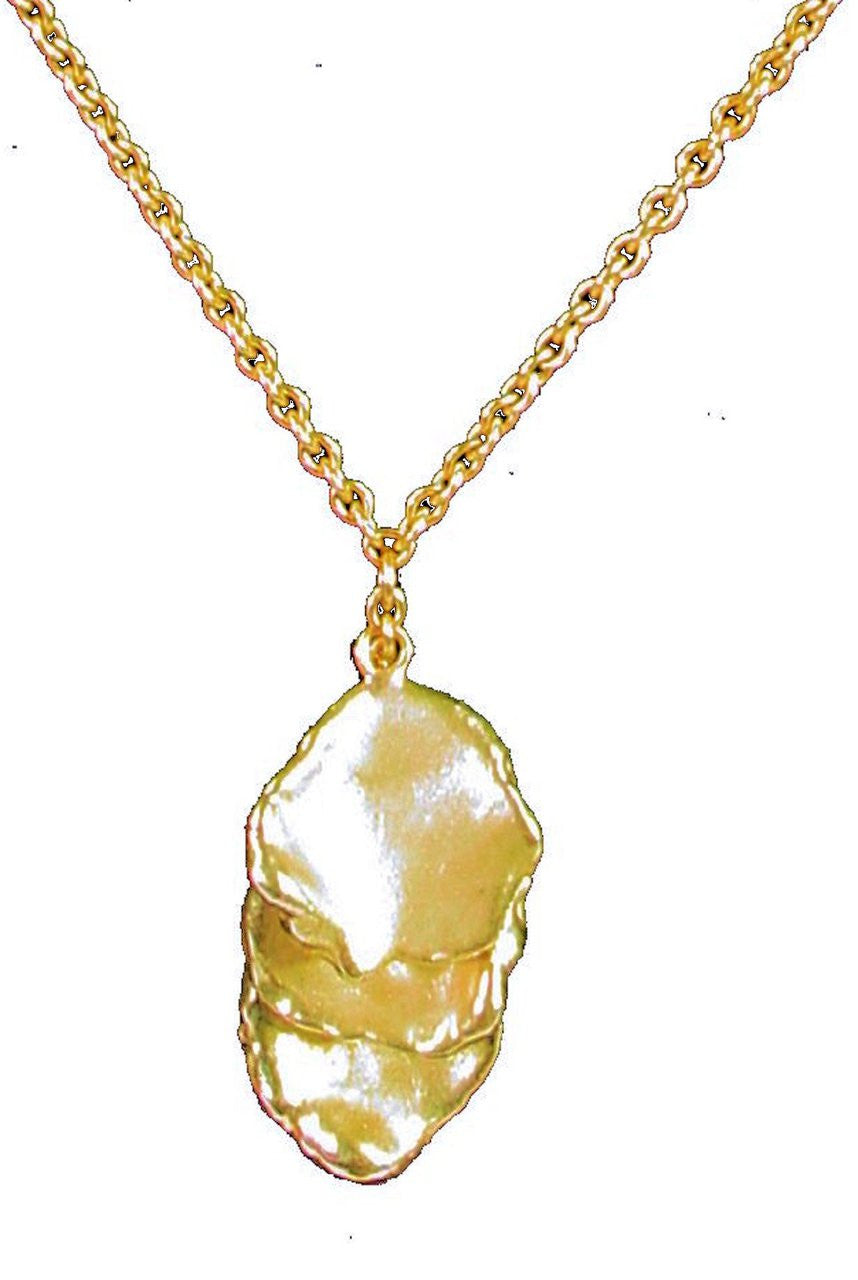 Metal Petals. 3 Petal Necklace-18K gold & diamonds