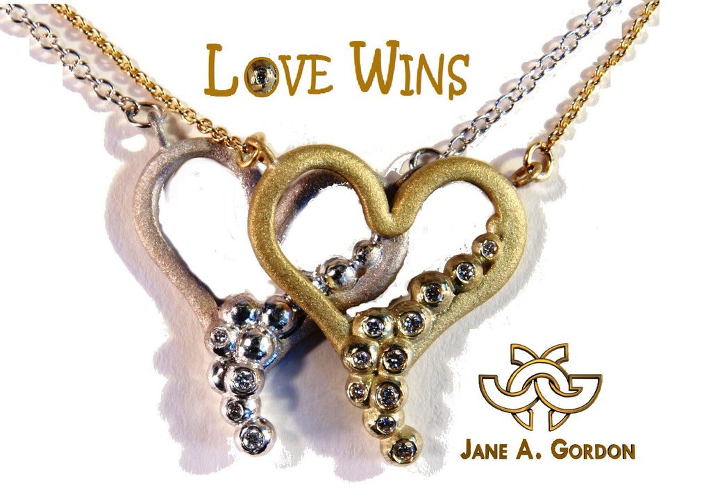 "Heart Flow Necklace" Overflowing with Diamonds. 14K Gold