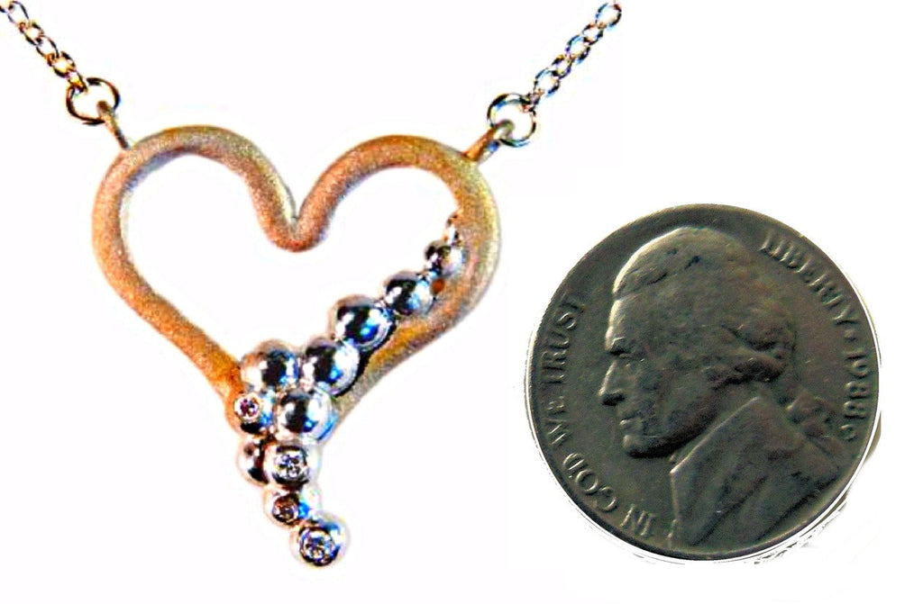 "Heart Flow Necklace" Overflowing with Diamonds. 14K Gold