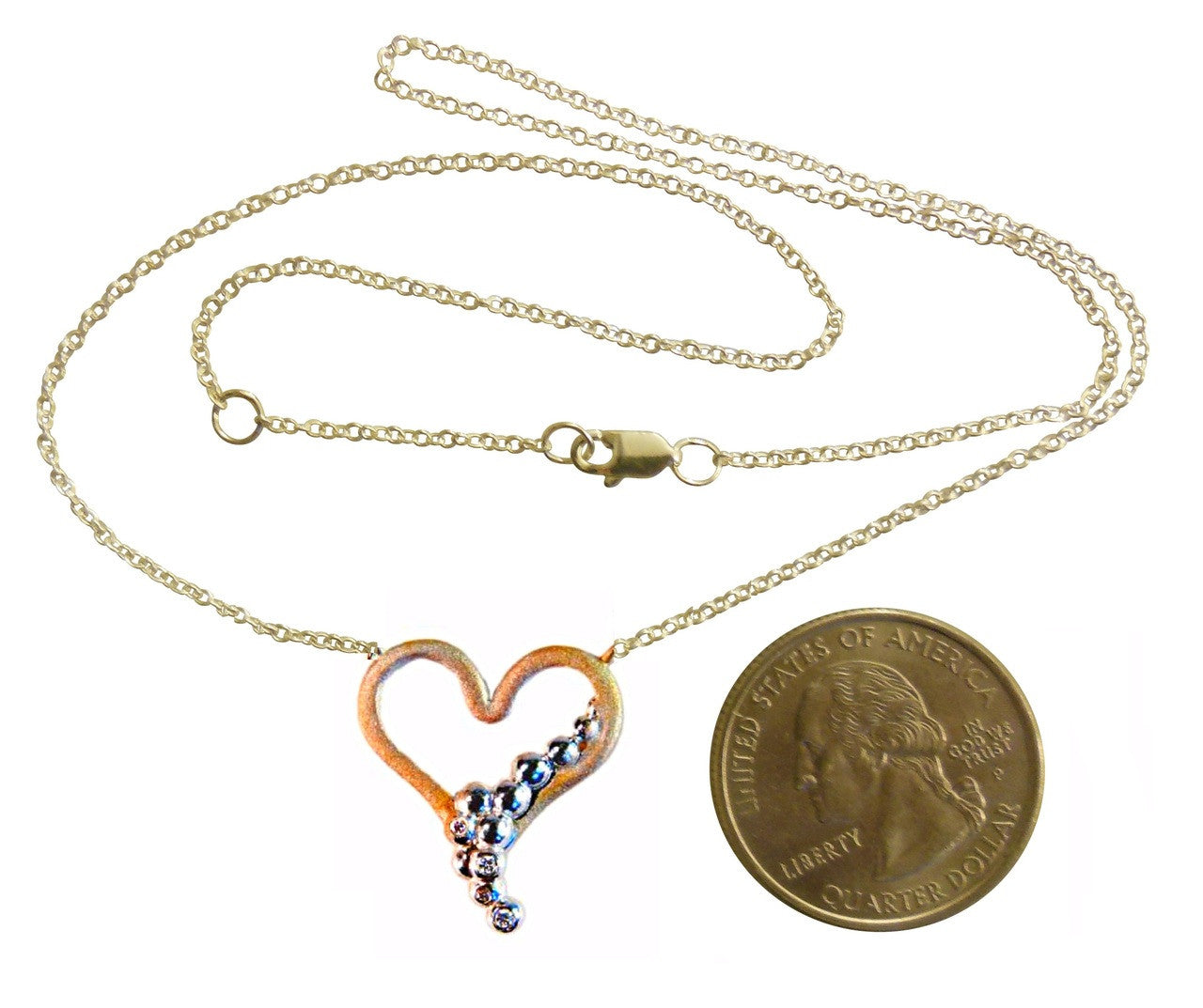 "Heart Flow Necklace" Overflowing with Diamonds. 14K Gold