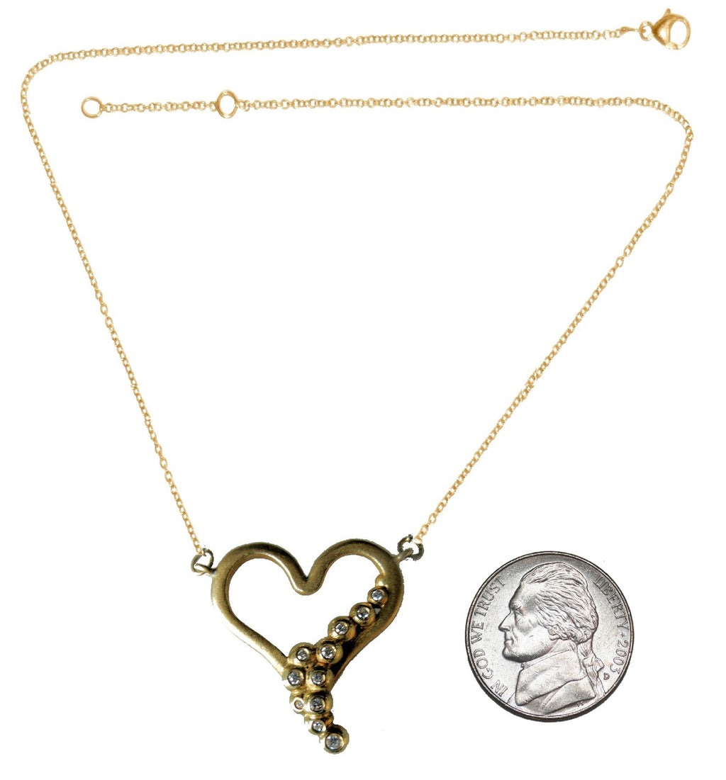 "Heart Flow Necklace" Overflowing with Diamonds. 14K Gold