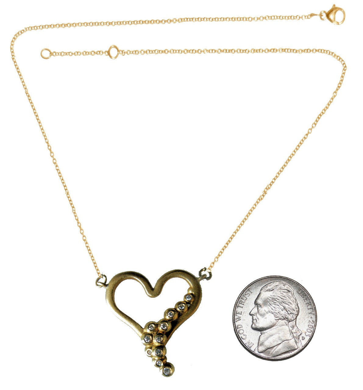 "Heart Flow Necklace" Overflowing with Diamonds. 14K Gold