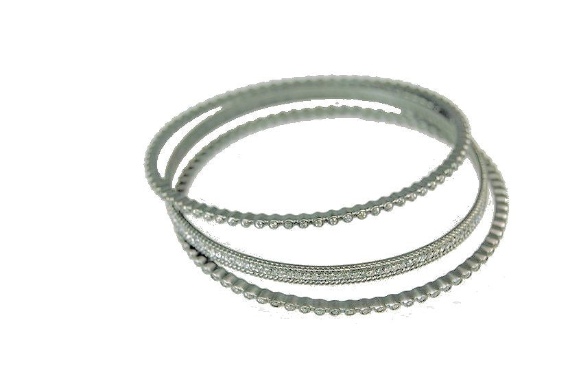 Firenze-Set of 3 round bangle bracelets- Sterling Silver & CZ