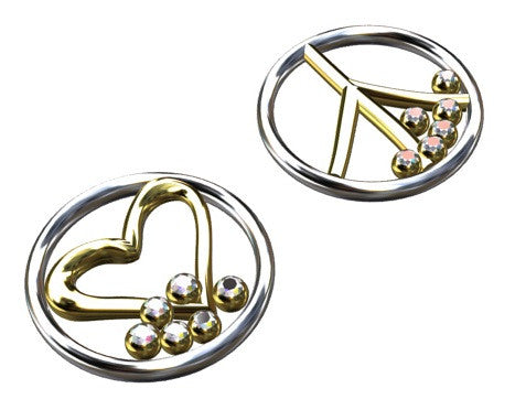 Peace Necklace, 18K yellow and white gold with diamonds, on 18K gold chain