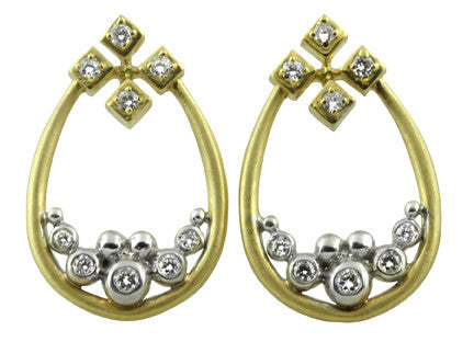 Pyramid Tears Necklace-14K gold with diamonds