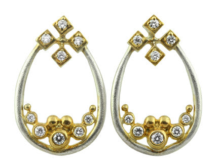 Pyramid Tears Necklace-14K gold with diamonds