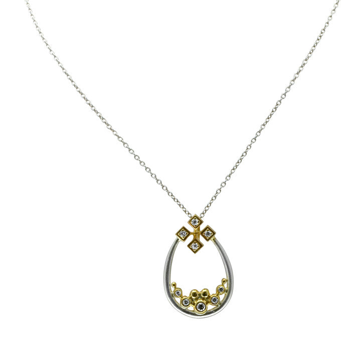 Pyramid Tears Necklace-14K gold with diamonds