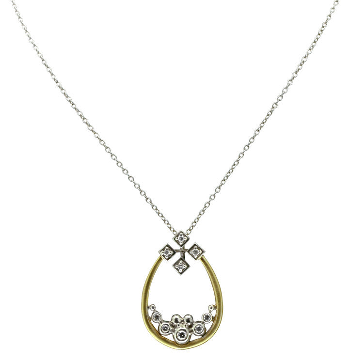 Pyramid Tears Necklace-14K gold with diamonds