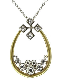 Pyramid Tears Necklace-14K gold with diamonds