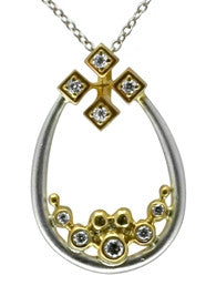 Pyramid Tears Necklace-14K gold with diamonds