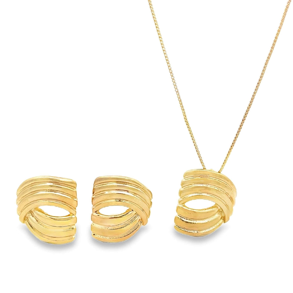 Geometric Spiral Earrings and Necklace Set (G233A)