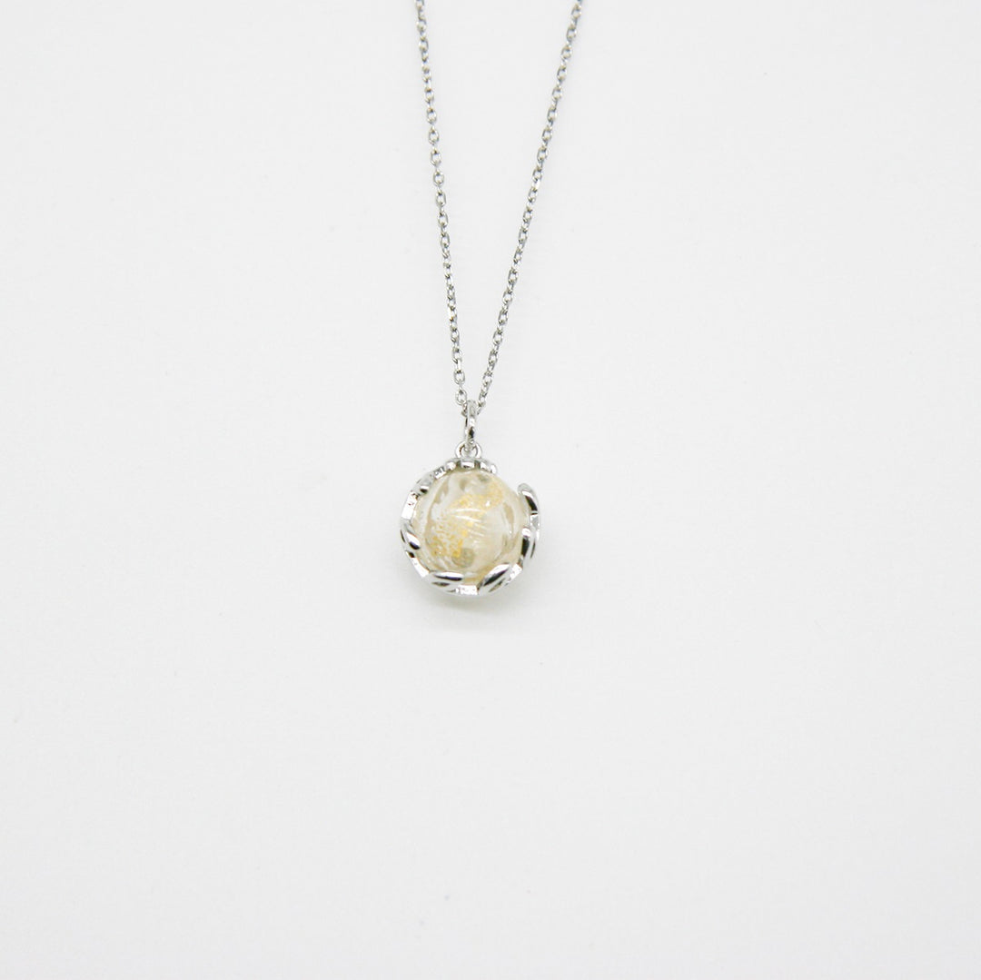 NNEDSZ Gift Box - Aroma Necklace White Gold - Planet Stardust Crystal (Gold Clear) + Purify Oil Blend