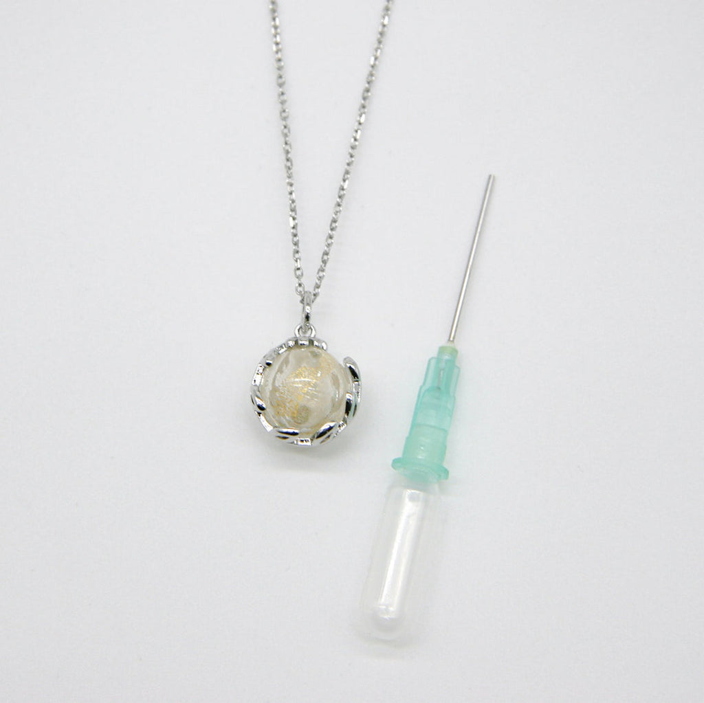 NNEDSZ Gift Box - Aroma Necklace White Gold - Planet Stardust Crystal (Gold Clear) + Purify Oil Blend