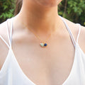 NNEDSZ Gift Box - Aroma Necklace 925 Silver, Gold coated - Green Shell Ocean Depth (Dark Blue) + Purify Oil Blend