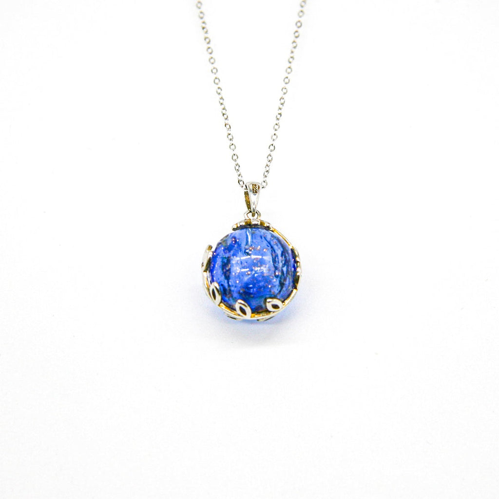 NNEDSZ Gift Box - Aroma Necklace White Gold - Planet Celestial Sapphire (Blue) + Purify Oil Blend