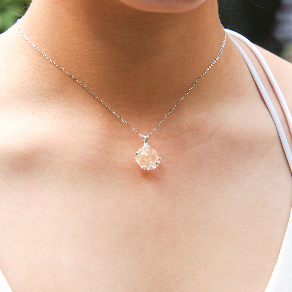 NNEDSZ Gift Box - Aroma Necklace White Gold - Planet Nebula (Pink) + Purify Oil Blend