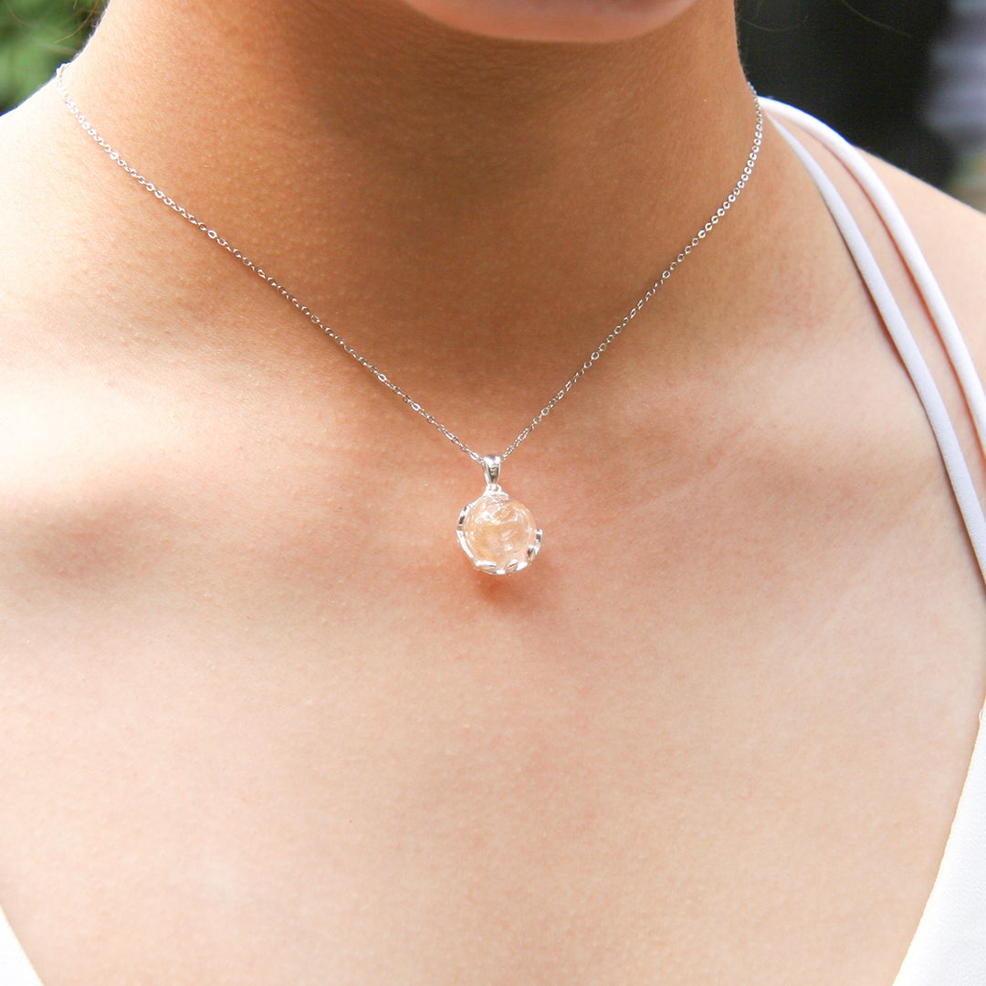 NNEDSZ Gift Box - Aroma Necklace White Gold - Planet Nebula (Pink) + Purify Oil Blend