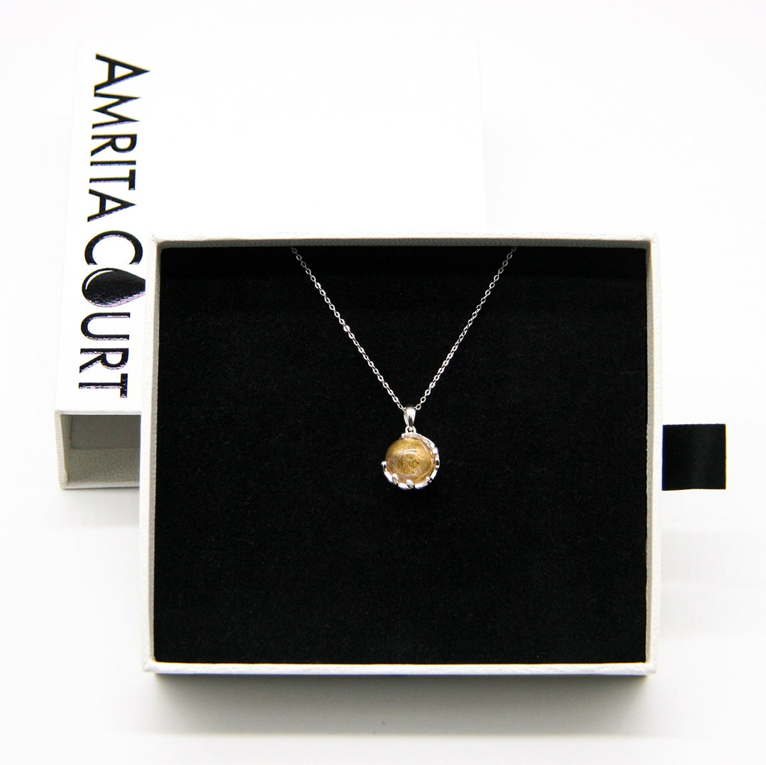 NNEDSZ Gift Box - Aroma Necklace White Gold - Planet Nebula (Pink) + Purify Oil Blend