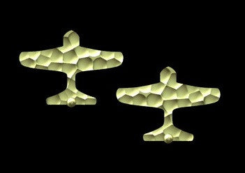 Custom Design: Airplane Stud Earrings- 18K Gold: 12mm