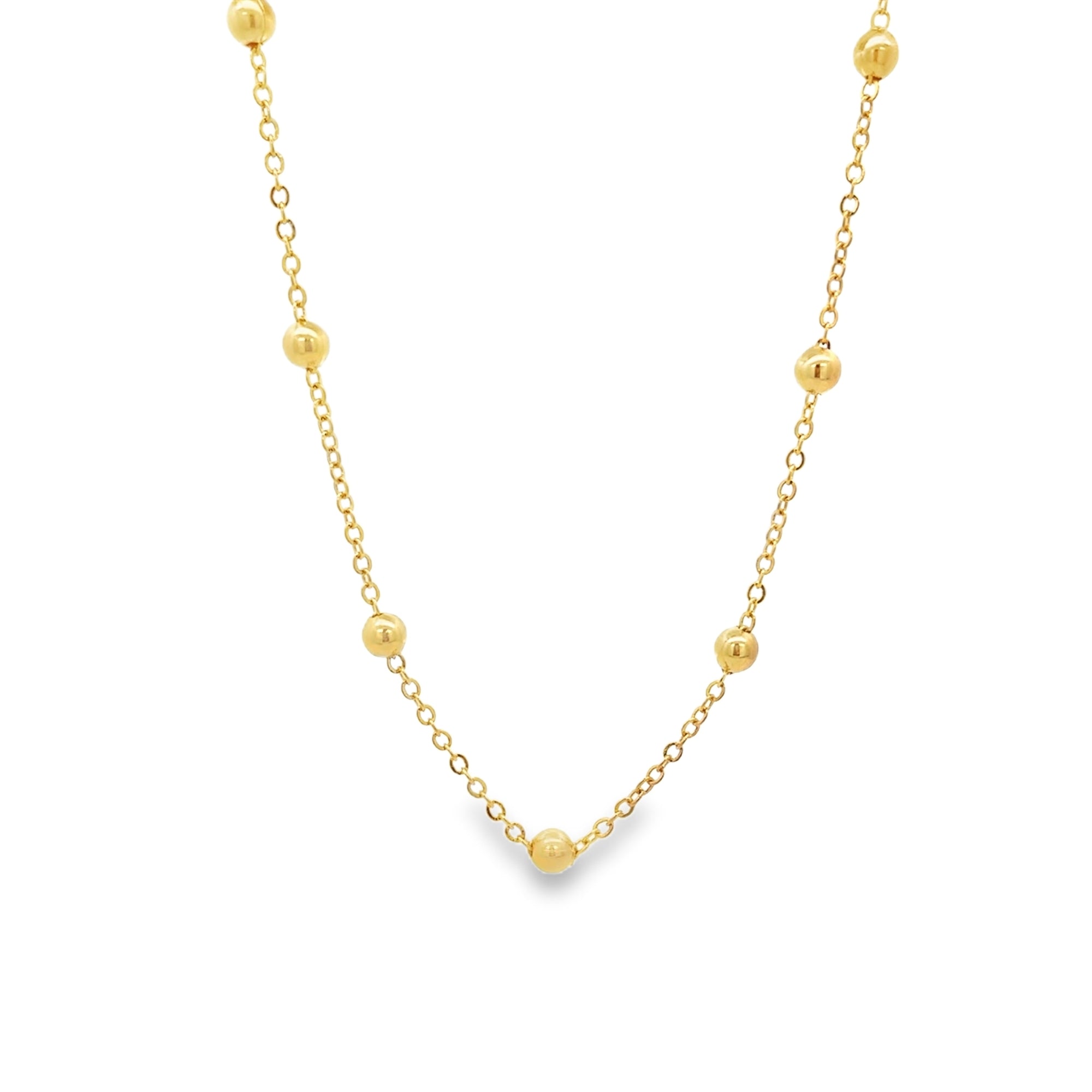 18K Gold Filled 4mm Gold Bead Rolo Chain Choker (G176)