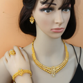 NNEOBA Gold Necklace Earrings Bracelet Ring Jewelry Set